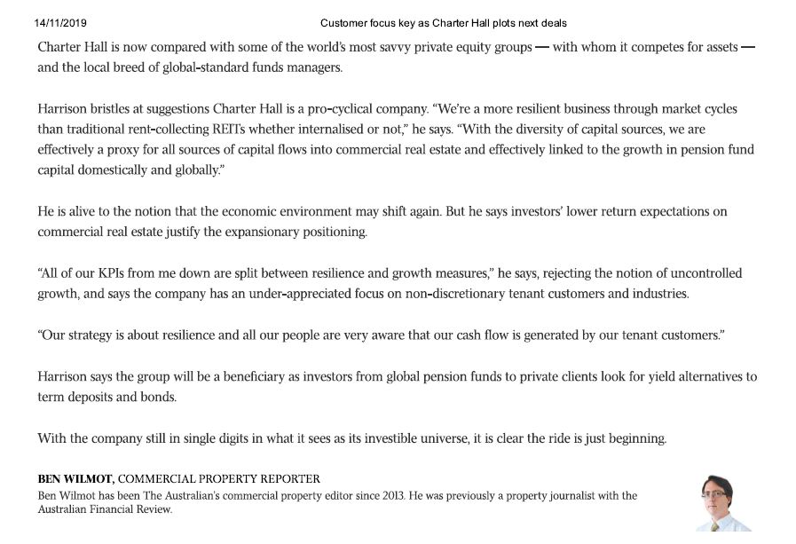 Customer focus key as Charter Hall plots next deals 3